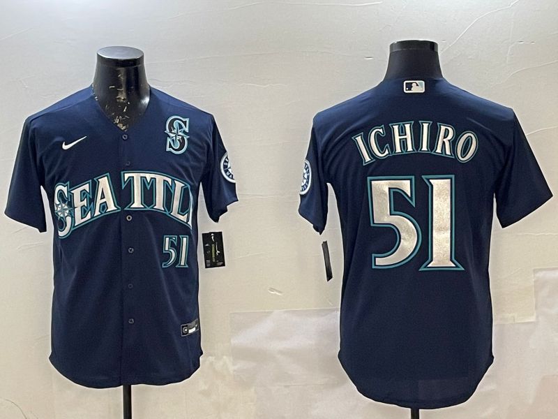 Men Seattle Mariners #51 Ichiro Blue Game 2025 Nike MLB Jersey style 2